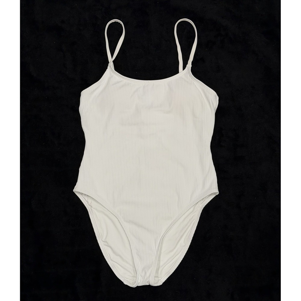 NWT Andie Swim The Amalfi One Piece Swimsuit White Eco Ribbed Women's Size Small - Picture 4 of 9